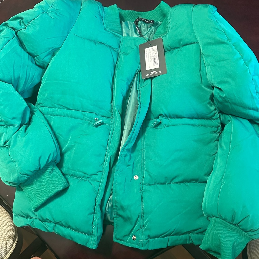 Padded Shoulder Green Jacket